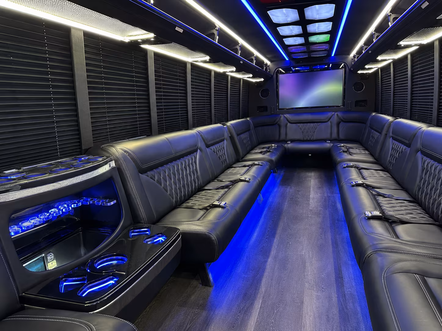 beaverton 20 passenger party bus inside